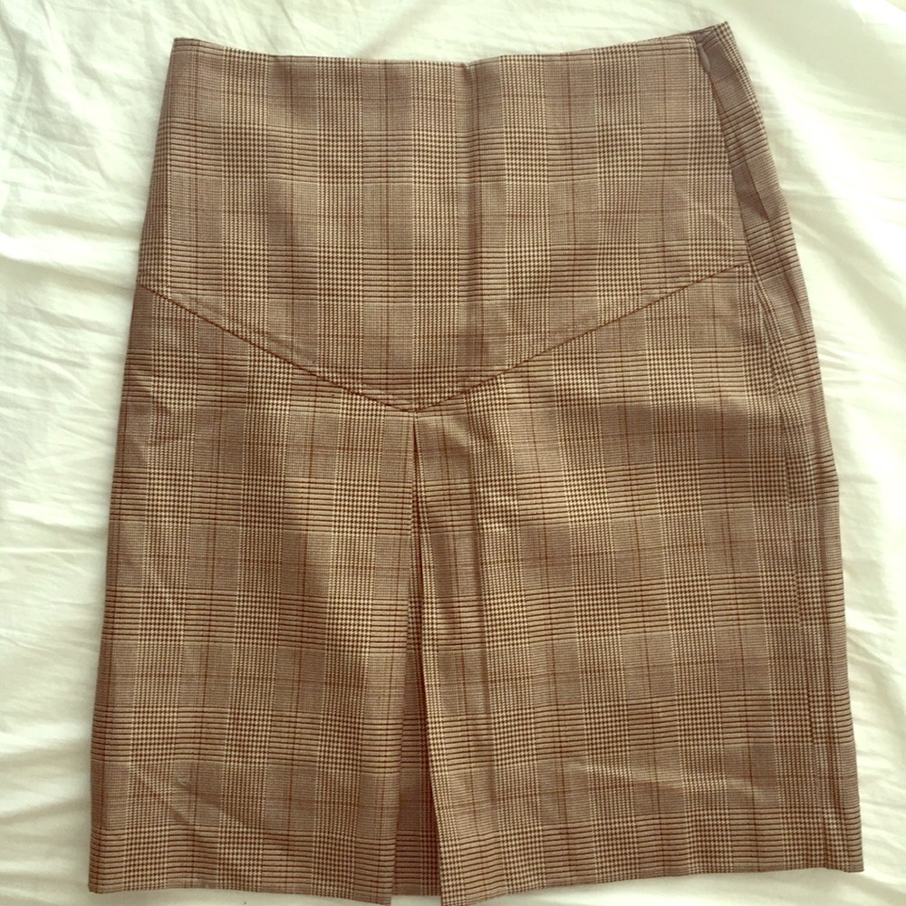 Formal brown plaid skirt